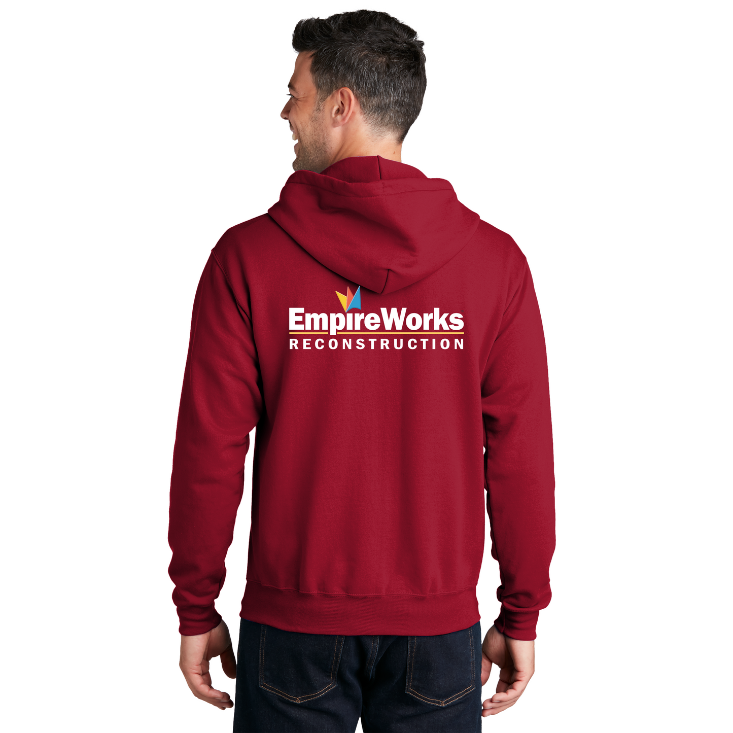 Office Staff Men's Full Zip Up Hoodie with Full Color Logo PC78ZH