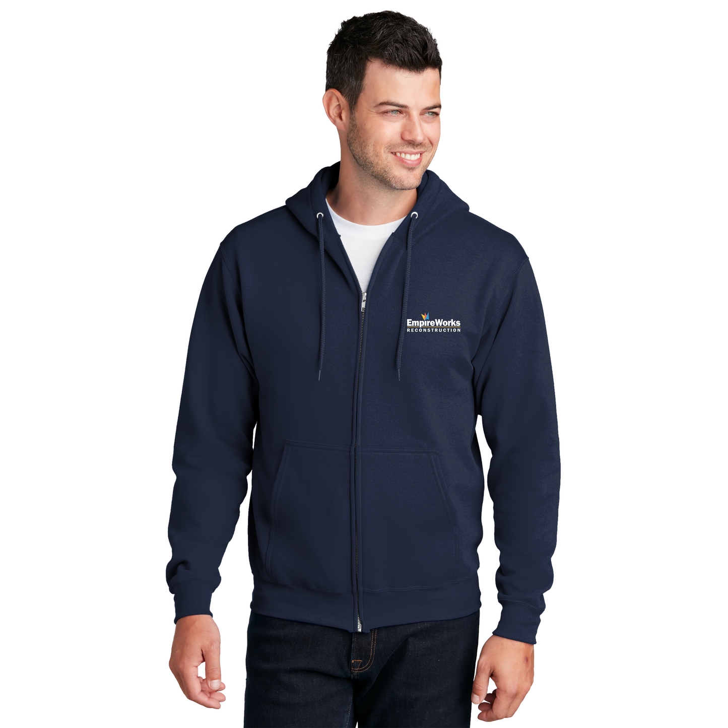 Office Staff Men's Full Zip Up Hoodie with Full Color Logo PC78ZH