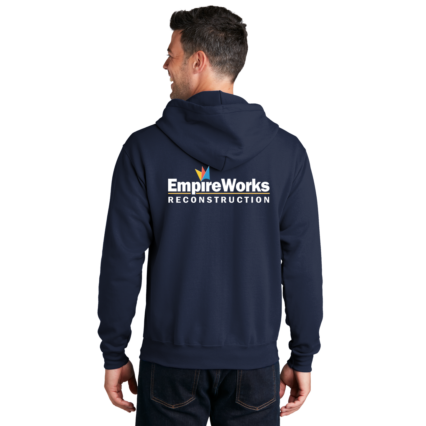 Office Staff Men's Full Zip Up Hoodie with Full Color Logo PC78ZH