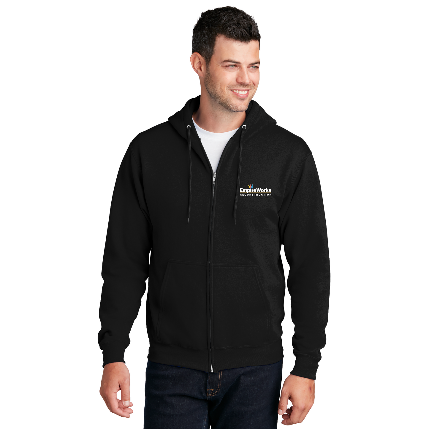 Office Staff Men's Full Zip Up Hoodie with Full Color Logo PC78ZH