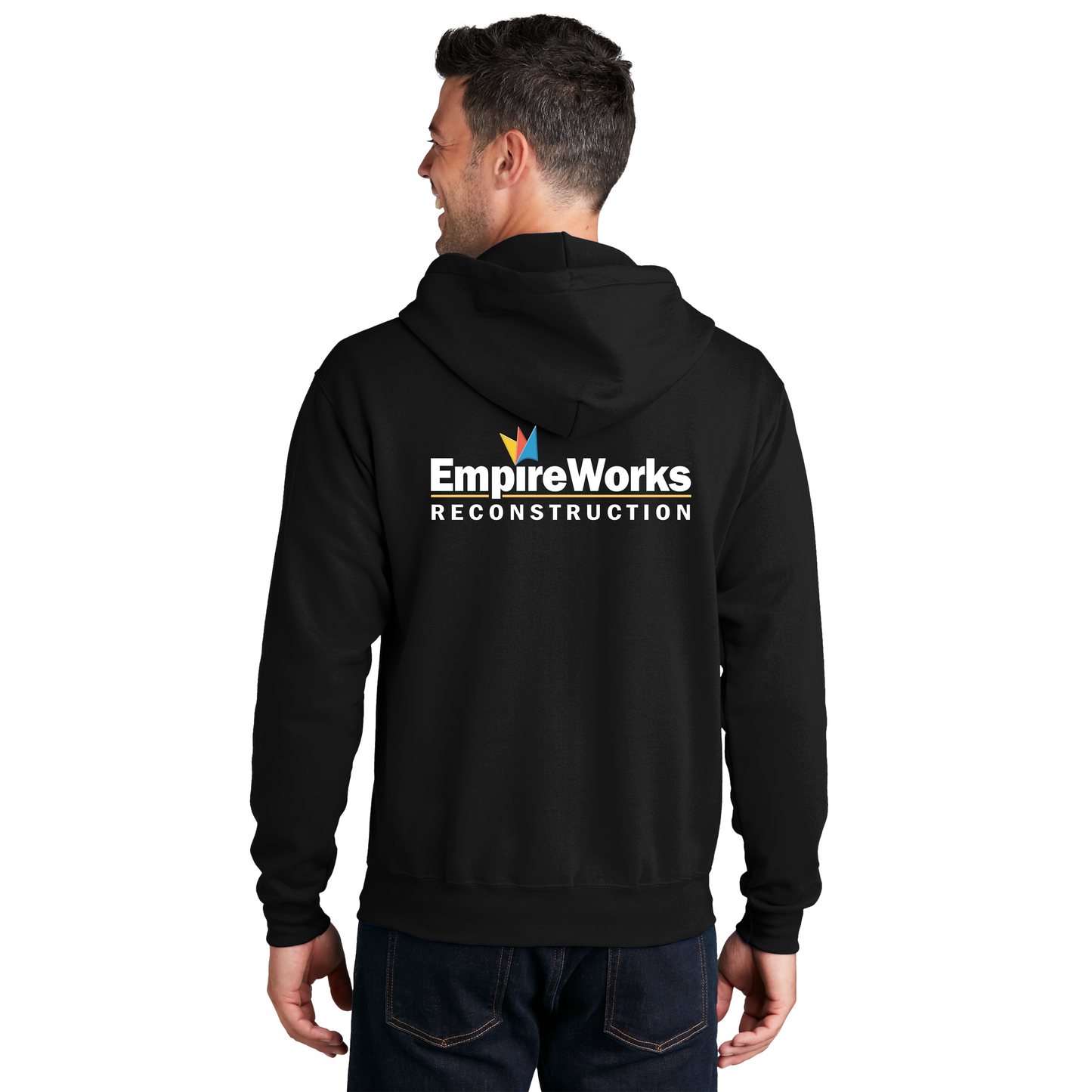 Office Staff Men's Full Zip Up Hoodie with Full Color Logo PC78ZH