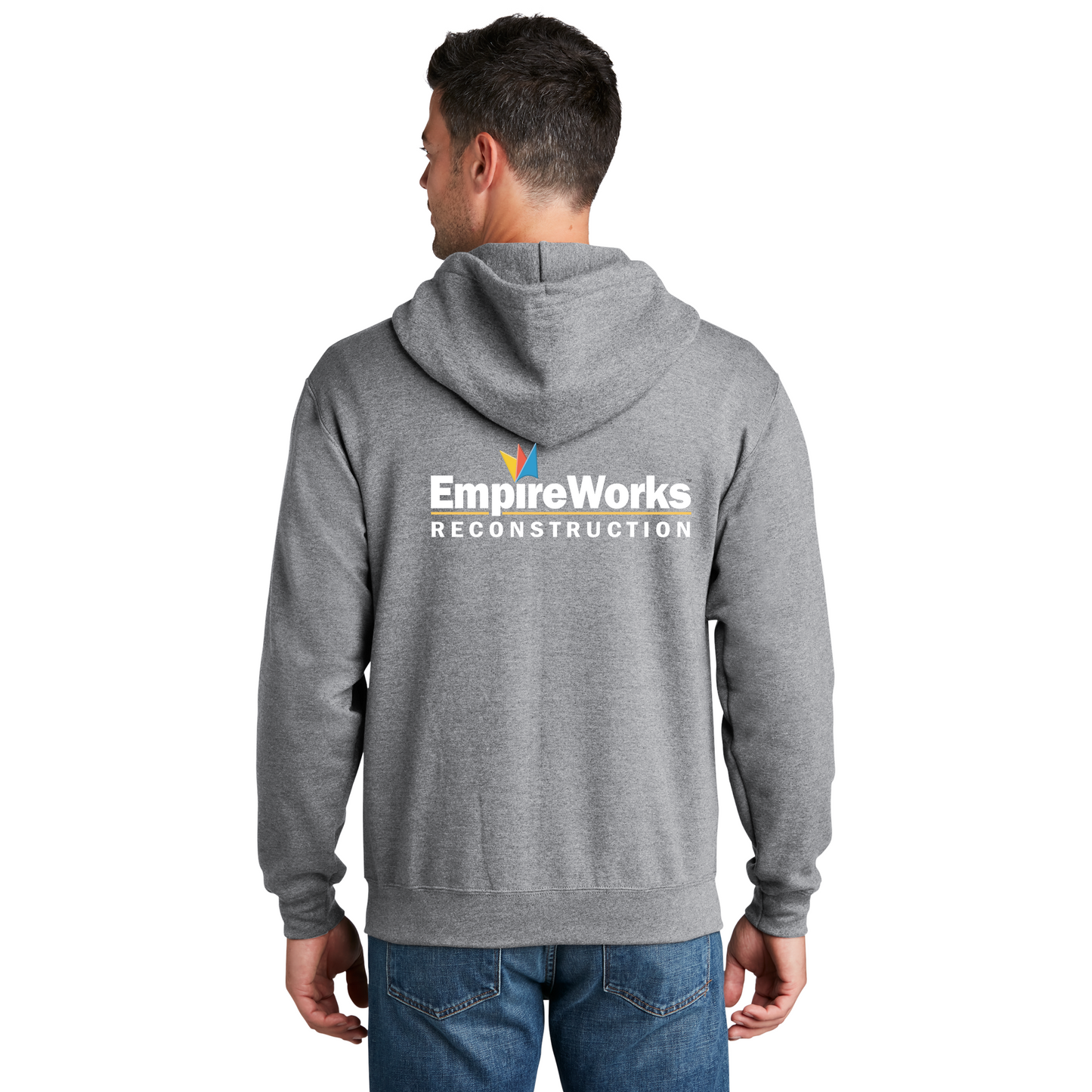 Office Staff Men's Full Zip Up Hoodie with Full Color Logo PC78ZH