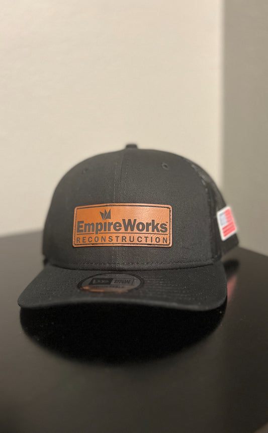 Snapback Leather Patch Trucker Hat w/American Flag