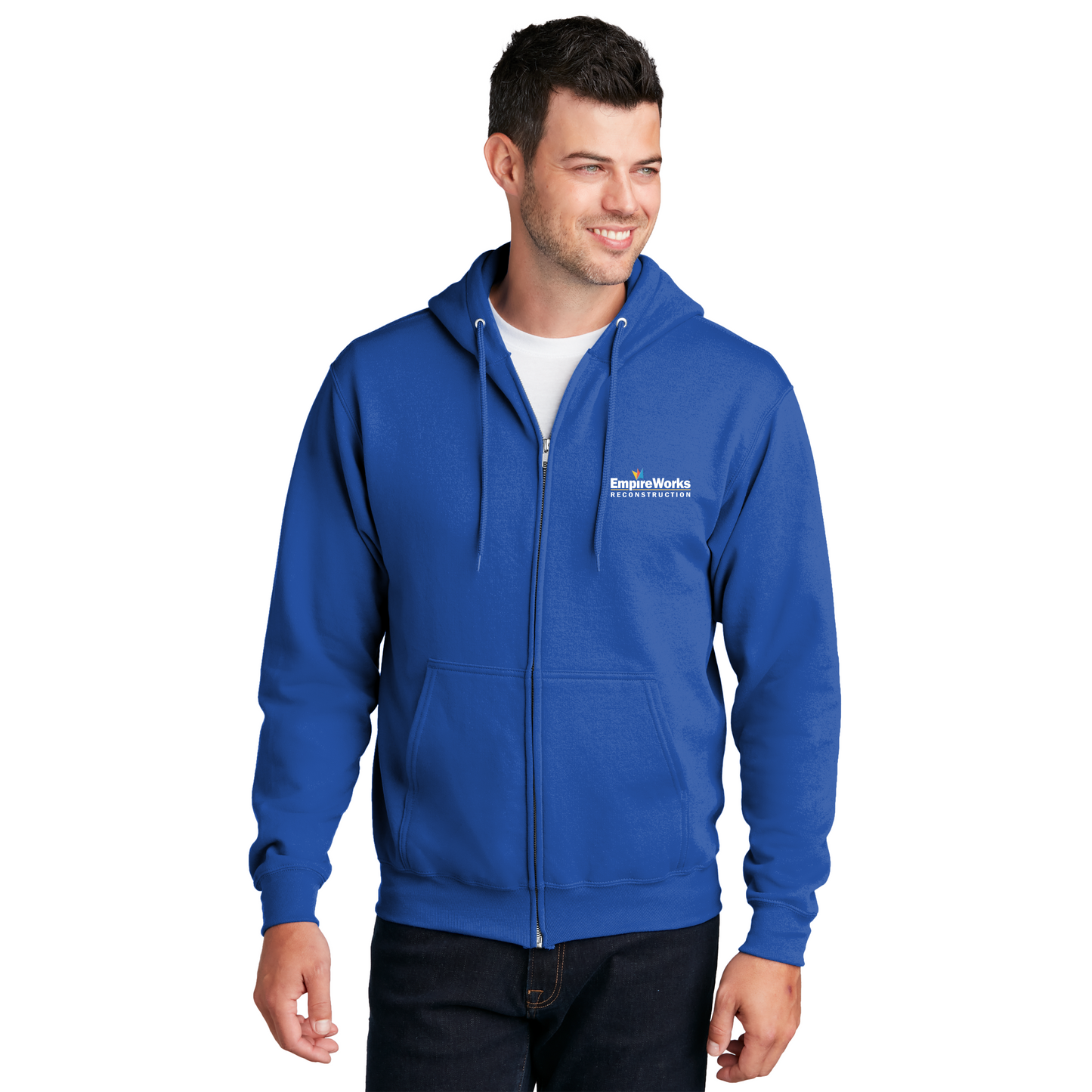 Office Staff Men's Full Zip Up Hoodie with Full Color Logo PC78ZH