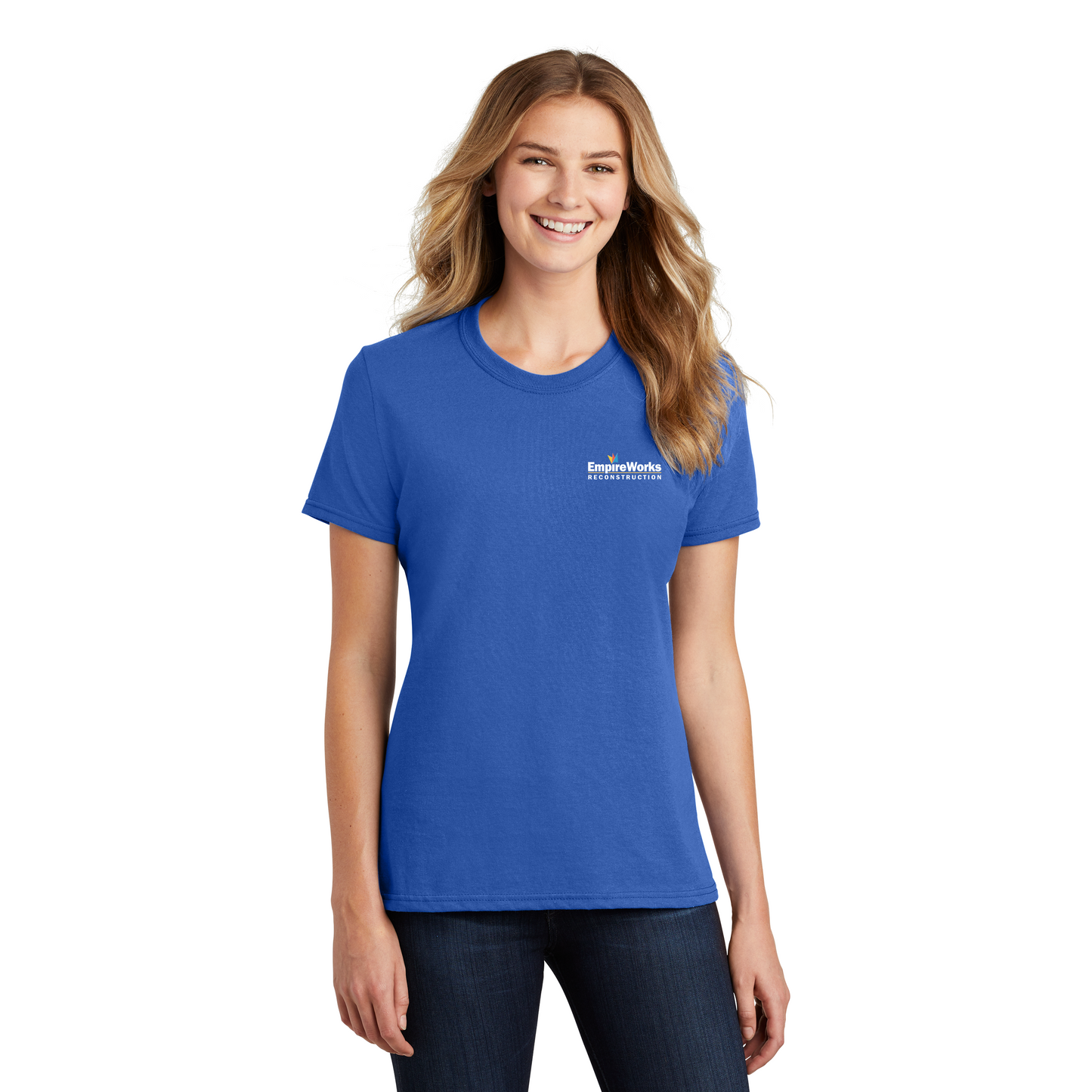 Office Staff Women's Short Sleeve 50/50 Blend T-Shirt with Full Color Logo LPC55
