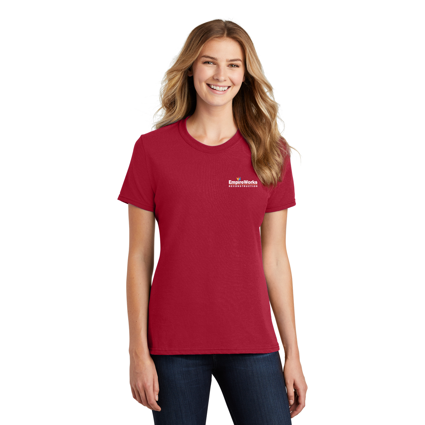 Office Staff Women's Short Sleeve 50/50 Blend T-Shirt with Full Color Logo LPC55