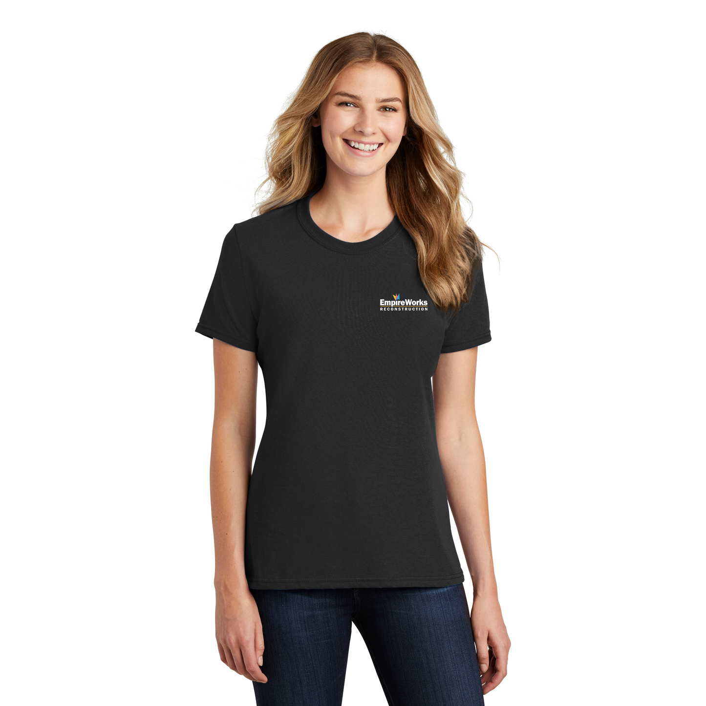 Office Staff Women's Short Sleeve 50/50 Blend T-Shirt with Full Color Logo LPC55